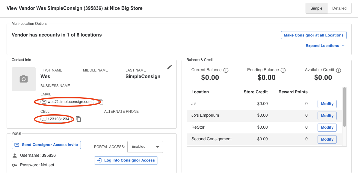 Clickable email address and phone number on a customer profile